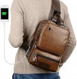 Small Black Sling Crossbody Backpack Shoulder Bag for Men Women