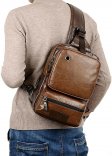 Small Black Sling Crossbody Backpack Shoulder Bag for Men Women