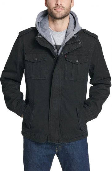 Men\'s Washed Cotton Hooded Military Jacket