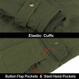 Men's Thick Winter Jackets with Hood Fleece Lining Cotton Milita