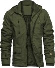 Men's Thick Winter Jackets with Hood Fleece Lining Cotton Milita