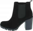 Ankle Boot w/Lug Sole Elastic Gore and Chunky Heel