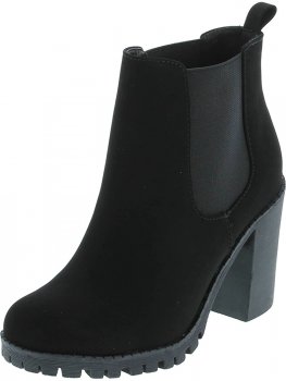 Ankle Boot w/Lug Sole Elastic Gore and Chunky Heel