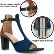 Women Heeled Sandals Pumps Summer Ankle Strap Buckle Open Toe