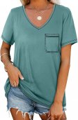 Womens T Shirts Short Sleeve V Neck Summer Tops Casual Loose